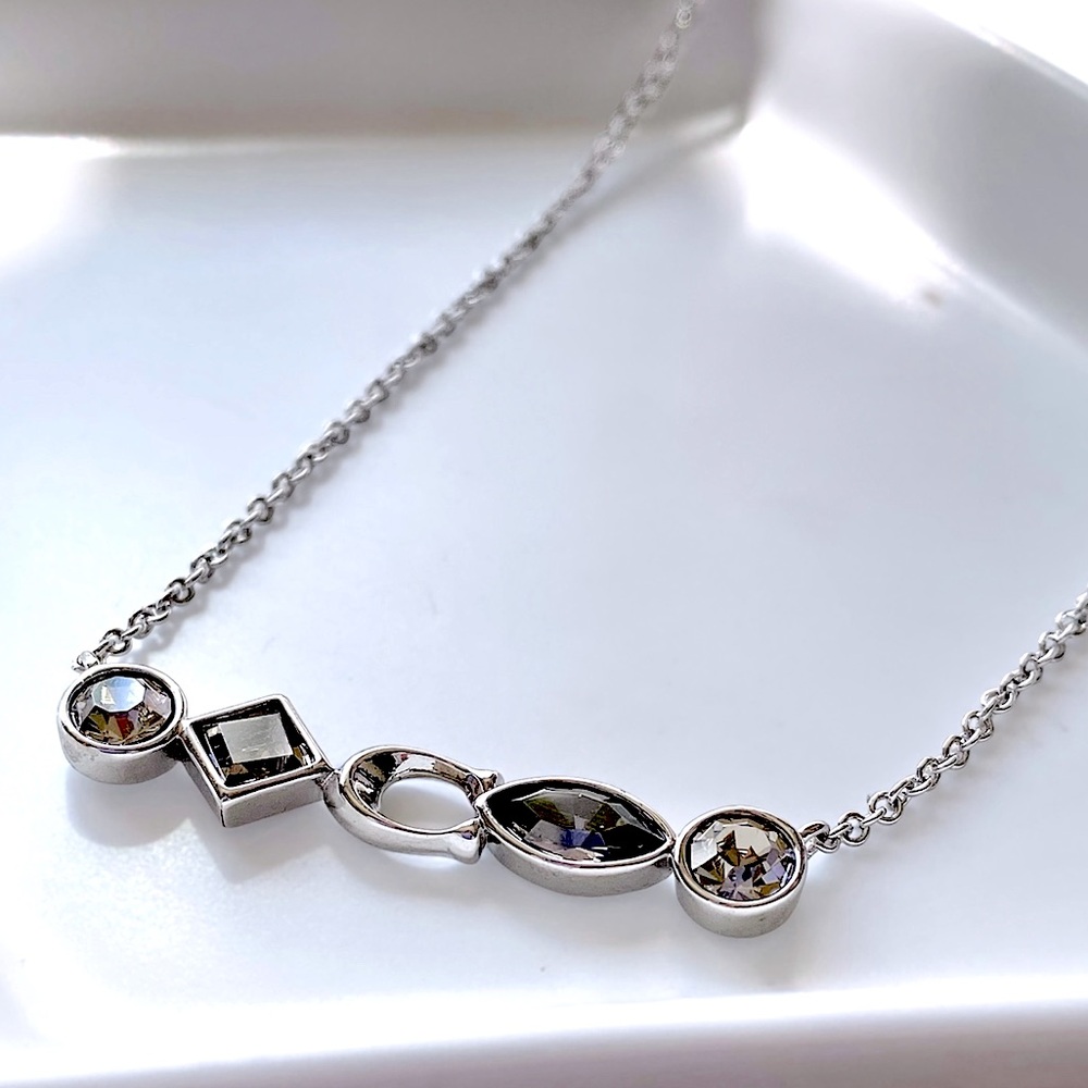 COACH Signature Silver Logo Bezel Earring and Necklace Set - Picture 6 of 14